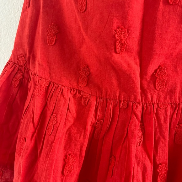 FARM RIO | Tiered Embroidered Cotton-Mousseline Mini Skirt in Red | Size Small - Picture 6 of 12